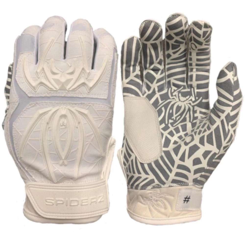 2023 Spiderz HYBRID Batting Gloves: White/White 1 2023 Spiderz HYBRID Batting Gloves: White/White