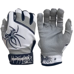 2022 Spiderz PRO Model Batting Gloves: White/Navy Blue