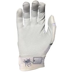 2023 Spiderz Pro Model Batting Gloves: White/Black/Silver -Baseball Supply Store 2023SpiderzProModelBattingGloves White 2