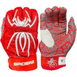 2023 Spiderz HYBRID Batting Gloves: Red/White