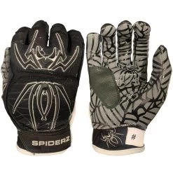 2021 Spiderz HYBRID Batting Gloves: Black/Silver