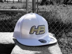 Headbanger Sports I8501 Cap America Flexfit Performance Trucker Mesh Back Hat: White & Gold