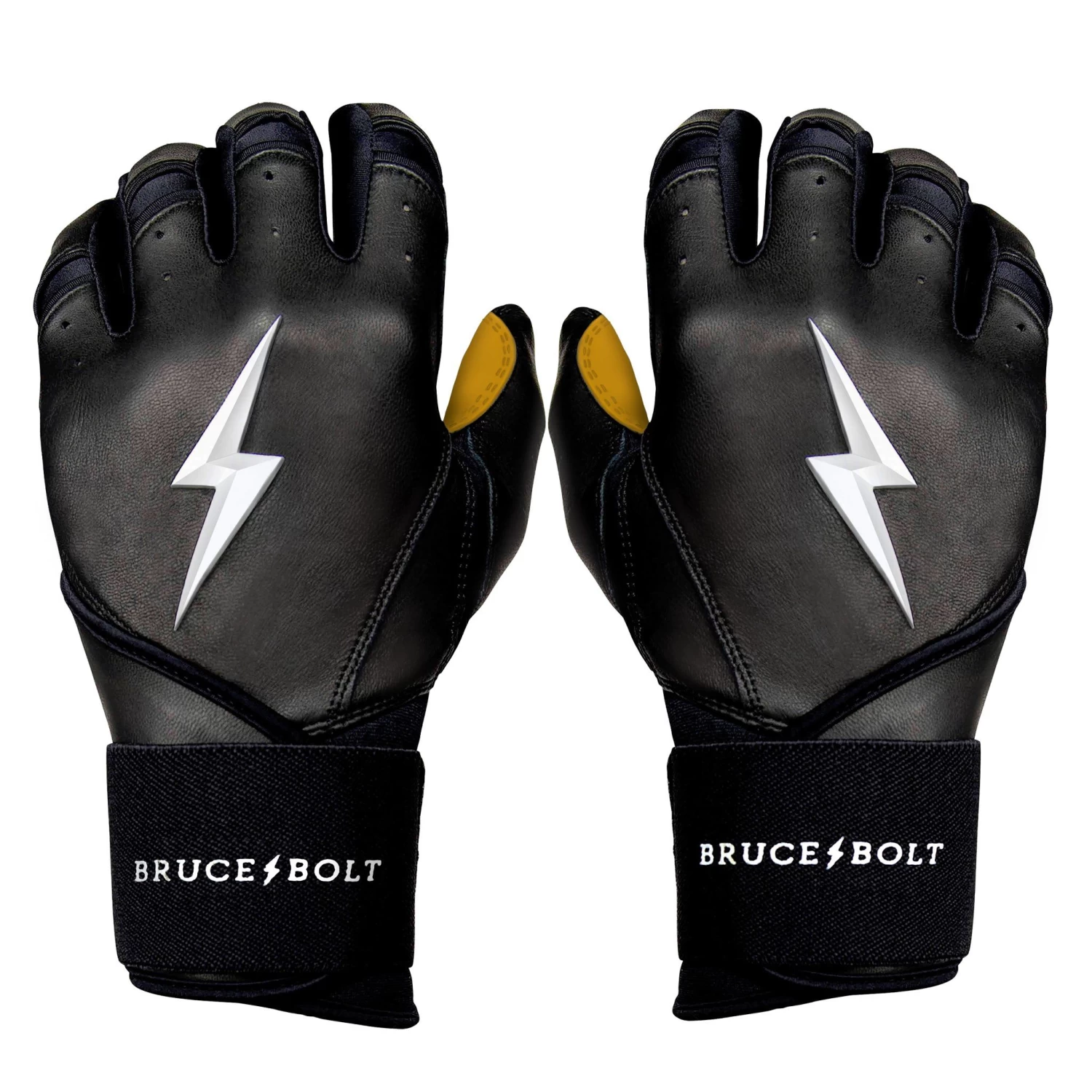 Bruce Bolt PREMIUM PRO Long Cuff Batting Gloves: Black 1 Bruce Bolt PREMIUM PRO Long Cuff Batting Gloves: Black