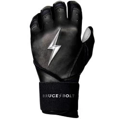 Bruce Bolt PREMIUM PRO Chrome Series Long Cuff Batting Gloves: Black -Baseball Supply Store LC CHRB LEFT