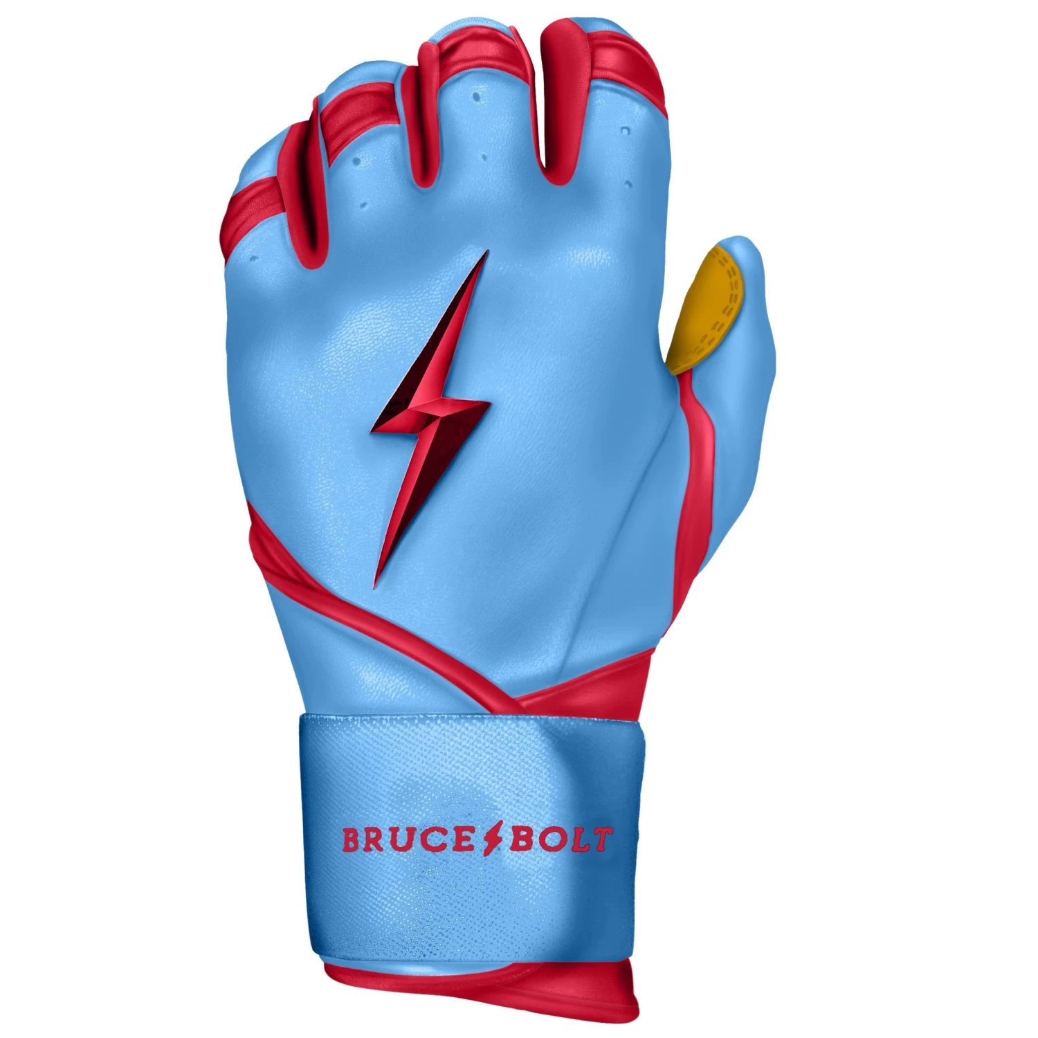 Bruce Bolt PREMIUM PRO BADER Series Long Cuff Batting Gloves: Baby Blue 2 Bruce Bolt PREMIUM PRO BADER Series Long Cuff Batting Gloves: Baby Blue - Image 2