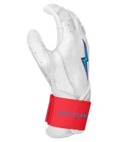 Bruce Bolt PREMIUM PRO BRINSON Series Long Cuff Batting Gloves: White -Baseball Supply Store LC LBW SIDE