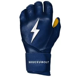 Bruce Bolt PREMIUM PRO Long Cuff Batting Gloves: Navy 8 Bruce Bolt PREMIUM PRO Long Cuff Batting Gloves: Navy -Baseball Supply Store LC NVYG LEFT