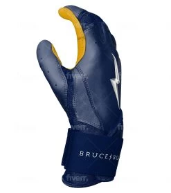 Bruce Bolt PREMIUM PRO Long Cuff Batting Gloves: Navy 11 Bruce Bolt PREMIUM PRO Long Cuff Batting Gloves: Navy -Baseball Supply Store LC NVYG SIDE