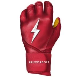 Bruce Bolt PREMIUM PRO Long Cuff Batting Gloves: Red -Baseball Supply Store LC REDG LEFT