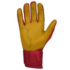 Bruce Bolt PREMIUM PRO Long Cuff Batting Gloves: Red -Baseball Supply Store LC REDG PALM