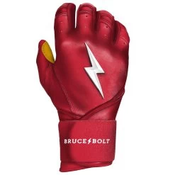 Bruce Bolt PREMIUM PRO Long Cuff Batting Gloves: Red -Baseball Supply Store LC REDG RIGHT