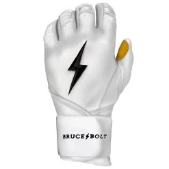 Bruce Bolt PREMIUM PRO Long Cuff Batting Gloves: White -Baseball Supply Store LC WHTG LEFT