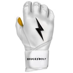 Bruce Bolt PREMIUM PRO Long Cuff Batting Gloves: White -Baseball Supply Store LC WHTG RIGHT