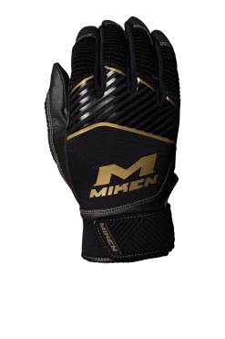 Miken Softball MK7X Adult Black And Gold Batting Gloves: MBGGLD-BLK -Baseball Supply Store MBGGLDblack3