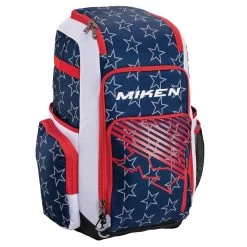 Miken Deluxe Slowpitch Backpack: MBA004 -Baseball Supply Store MikenDeluxeSlowpitchBackpack MBA004 StarsandStripes