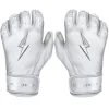 Bruce Bolt PREMIUM PRO Chrome Series Short Cuff Batting Gloves: White