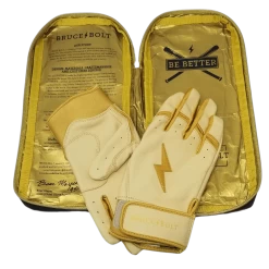Bruce Bolt PREMIUM PRO Gold Series Batting Gloves: Short Cuff -Baseball Supply Store SC GLD BAG2