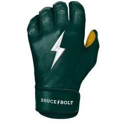 Bruce Bolt PREMIUM PRO Short Cuff Batting Gloves: GREEN -Baseball Supply Store SC GRNG LEFT