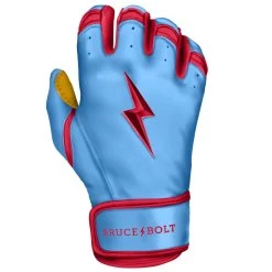 Bruce Bolt PREMIUM PRO BADER Series Short Cuff Batting Gloves: Baby Blue -Baseball Supply Store SC HBB RIGHT