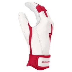 Bruce Bolt PREMIUM PRO BADER Series Short Cuff Batting Gloves: White -Baseball Supply Store SC HBW SIDE