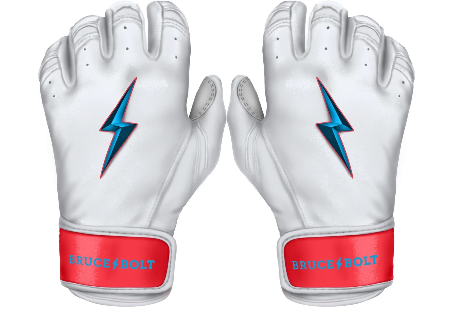 Bruce Bolt PREMIUM PRO BRINSON Series Short Cuff Batting Gloves: White 1 Bruce Bolt PREMIUM PRO BRINSON Series Short Cuff Batting Gloves: White