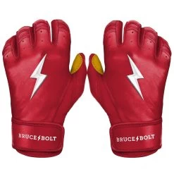 Bruce Bolt PREMIUM PRO Short Cuff Batting Gloves: Red