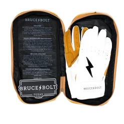 Bruce Bolt PREMIUM PRO Short Cuff Batting Gloves: White -Baseball Supply Store SC WHTG BAG2