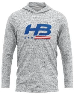 Headbanger Sports Exclusive Ultra Lightweight Long Sleeve Hoodies: Stars & Bars -Baseball Supply Store WhiteHeather