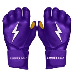 Bruce Bolt PREMIUM PRO Long Cuff Batting Gloves: Purple