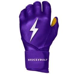 Bruce Bolt PREMIUM PRO Long Cuff Batting Gloves: Purple -Baseball Supply Store premium pro long cuff batting gloves purple brucebolt 452803